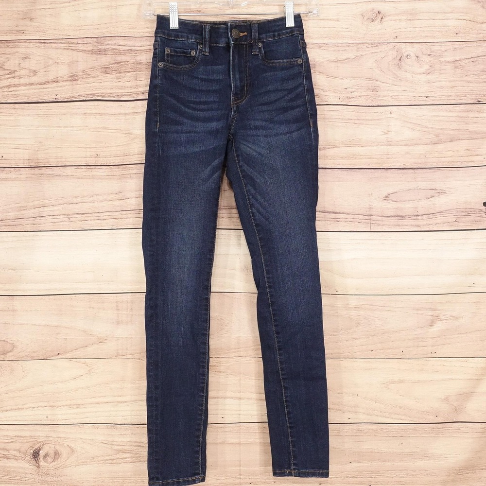 Aero High Rise Skinny Jeans Womens 00 Blue Dark Wash Stretch 23x27.5 Denim